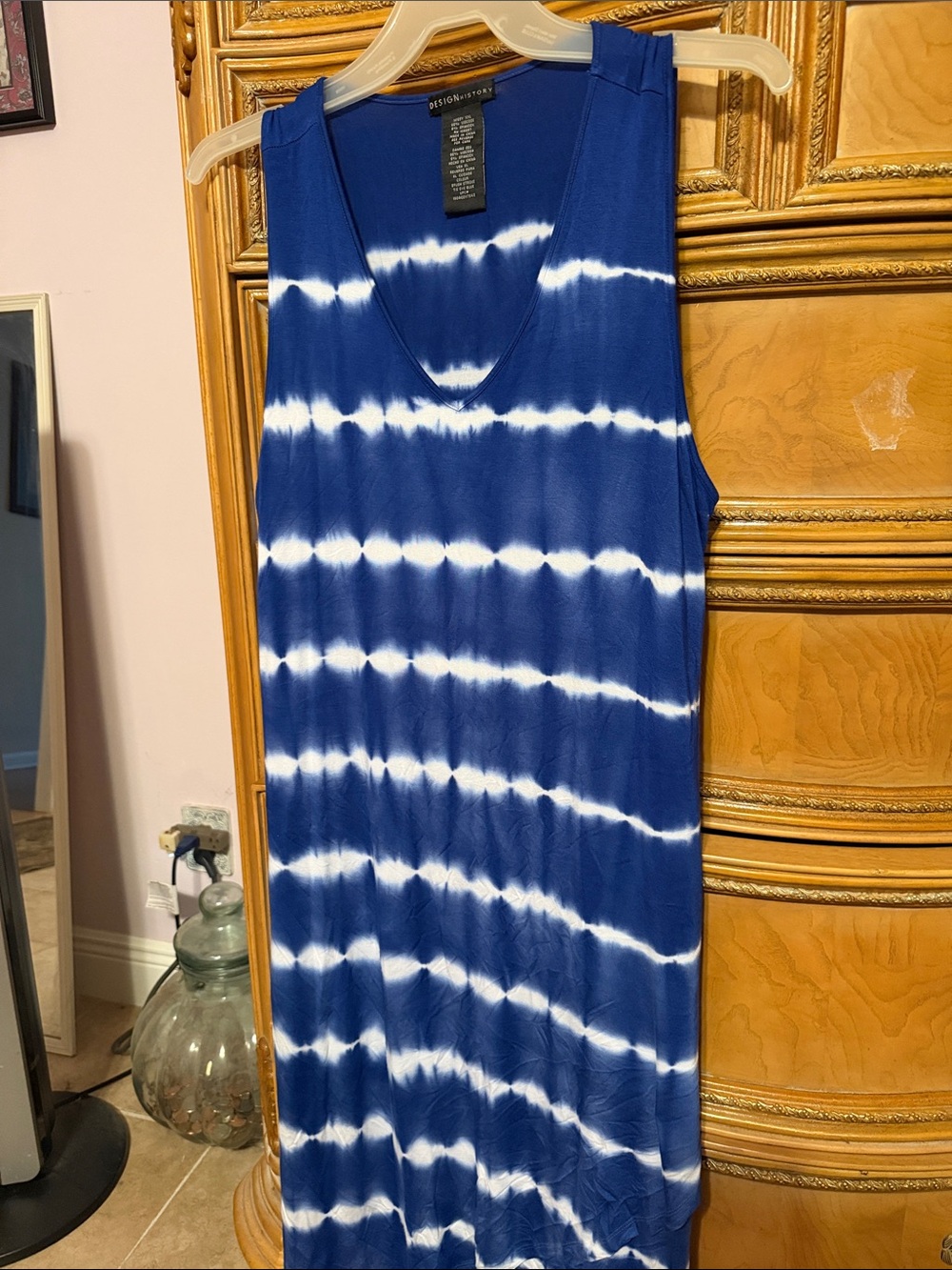 Design History Blue & White Tie-Dye V-Neck Tank Dress